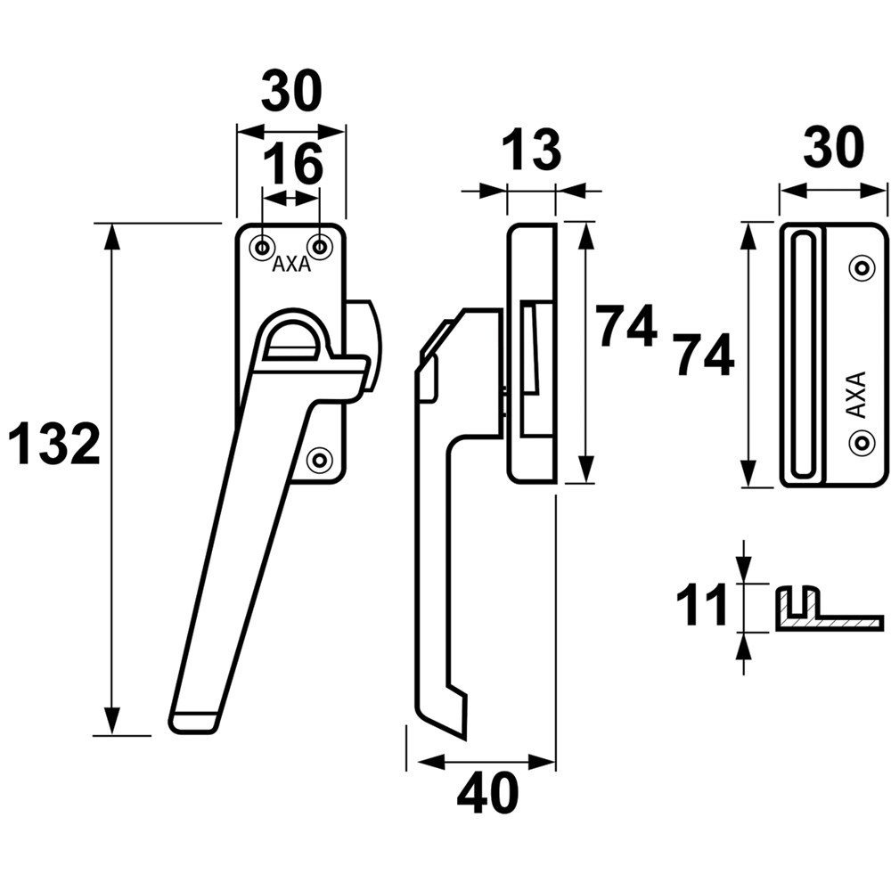 raamsluiting aluminium zwart axa-8